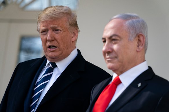 US President Donald Trump and Israeli Prime Minister Benjamin Netanyahu in Washington in January 2020.