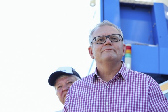 Prime Minister Scott Morrison  in Gladstone, Queensland on Sunday where he urged for caution on reopening the nation’s border.