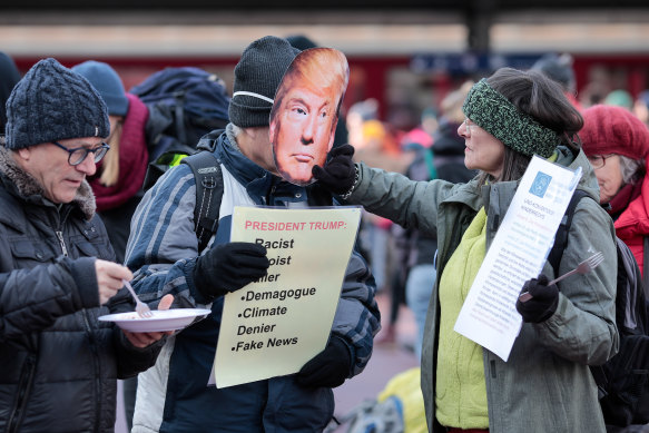 A group of climate change activists left Landquart in Switzerland on Sunday to walk to Davos.