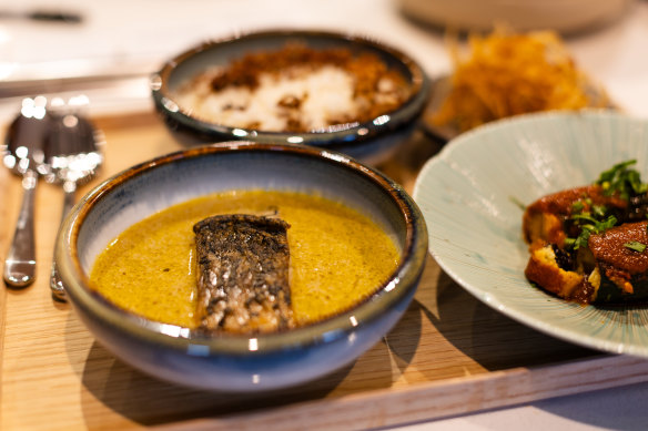 Smoked baramundi curry.
