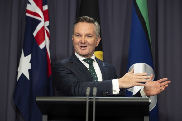 Energy Minister Chris Bowen addresses the media on Wednesday.