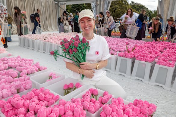Pam Hendry at the Flower Market in Sydney’s Botanic Gardens.