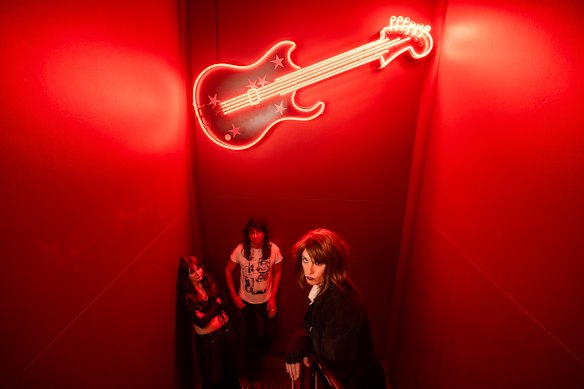 G.U.N. band members (from left) Frxci Murphy, Roberto Klaic and Dick McQueen at the Bank Hotel, where they will perform as part of the King Street Crawl.