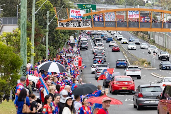 Newcastle supporters lined the streets on Saturday to farewell the team bus.