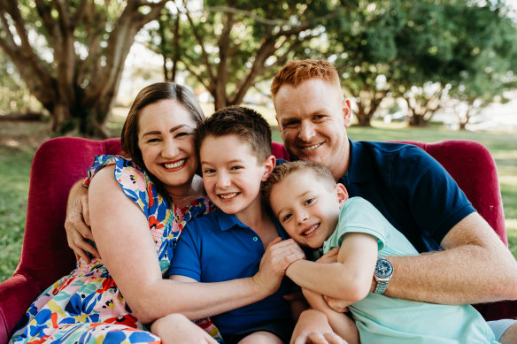 Danielle Riseley with husband Chris and children Tom and Josh.