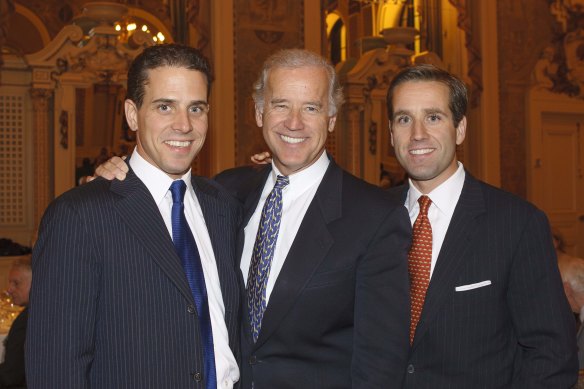 Joe Biden with sons Hunter (left) and Beau in 2004.