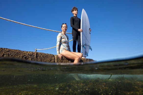 Gloria Barton and her son, Cale, would like to see more than one operator allowed to run surfing lessons at Bondi Beach.