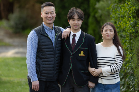 Melbourne High School year 12 student Wilson likes to attend parent-teacher meetings with his parents, Jimmy and Tracey.