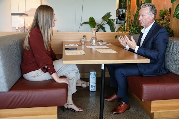 WAtoday reporter Jesinta Burton and Momentum Wealth founder Damian Collins at Longview Cottesloe.