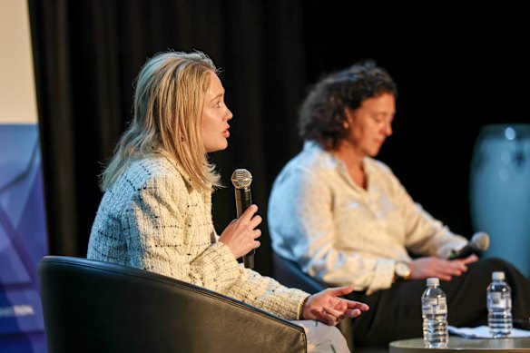 Amelia Hamer and Monique Ryan at a Jewish community forum during the campaign.