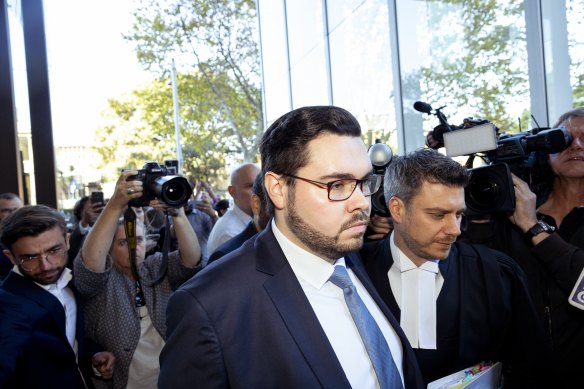 Bruce Lehrmann outside the Federal Court in Sydney on April 15 after his defamation loss.