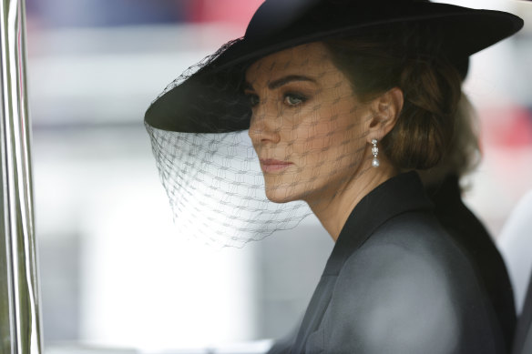 The Princess of Wales is driven down The Mall following the Queen’s funeral service.