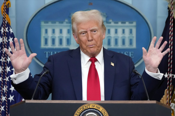 Donald Trump addressing reporters at the White House last week.