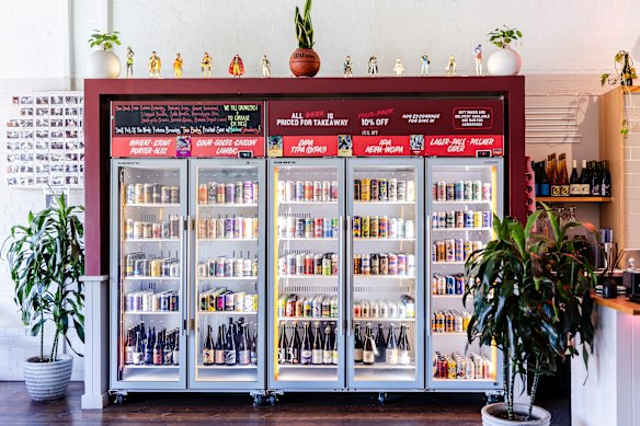 Select your beer from the five-door fridge or one of 18 taps.