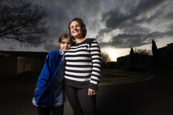 Marissa Dunn with her daughter Hannah. Marissa is an early learning student teacher who could not complete her 120 hours of placement due to the vaccine mandate.