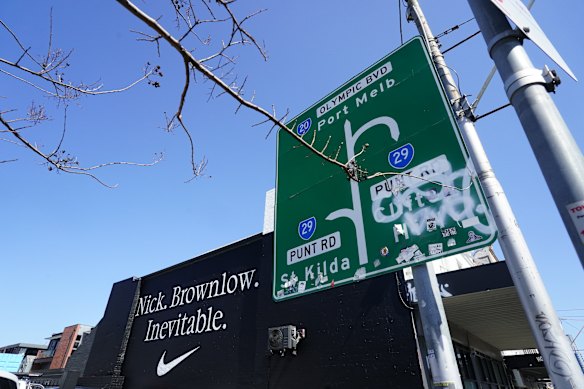 A sign commemorating NIck Daicos’ Brownlow win in Richmond.