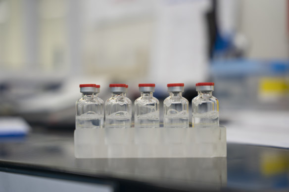 AstraZeneca vaccine vials manufactured in Melbourne by CSL. 