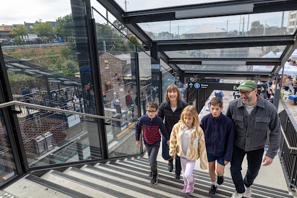 Summer Hill MP Jo Haylen attends a community open day at Dulwich Hill station with her family.