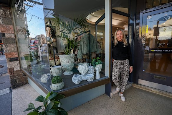 Toorak business owner Karlie Crow at her new shop on Toorak Road.
