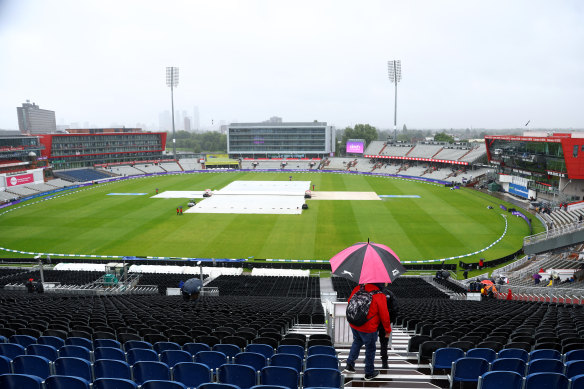 Play was delayed by rain during the fourth Test.