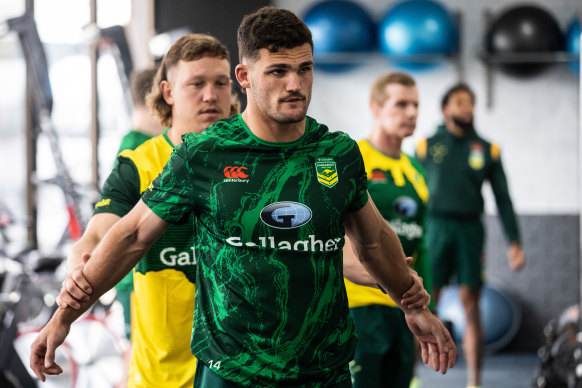 Cleary and Reuben Cotter work out with the Kangaroos on Thursday.