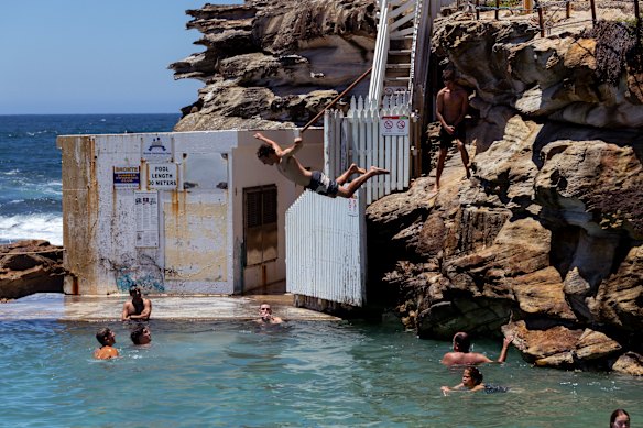 People cool off at Bronte during the sweltering weather on Friday.