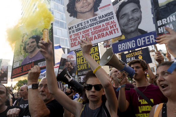 Families of hostages taken by Hamas on October 7 last year demand a ceasefire deal. They were protesting outside a press event by US Secretary of State Antony Blinken in Tel Aviv.