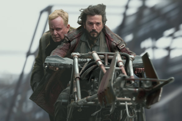 Luthen Rael (Stellan Skarsgard) and Cassian Andor (Diego Luna) in Andor.