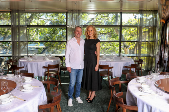 Chef Neil Perry and wife Sam at Song Bird in Double Bay. 