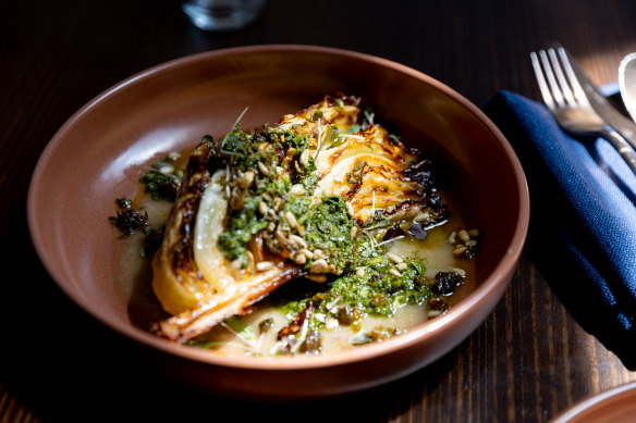 Charred sugarloaf cabbage at the new Kyiv Social in Chippendale. 