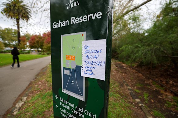 A letter of opposition taped to a sign near the site this week.