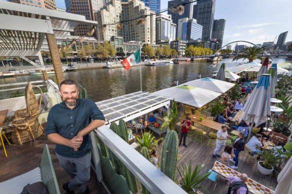Tom Byrne at Arbory Afloat on the Yarra River in the heart of Melbourne. He says big events are bringing in people who want to eat, drink and socialise.