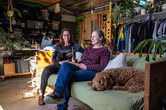 Sarah Thomson and Bec Nicoll spent nine months living in a caravan and more than three years in their shed.