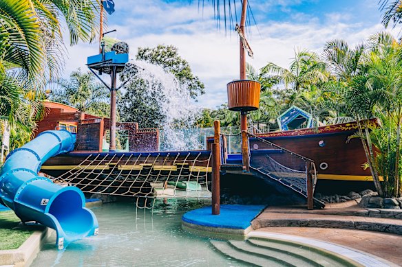 The pirate-themed Shipwreck Island Waterpark at NRMA South West Rocks Holiday Resort.