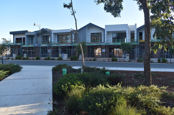 A row of terrace homes in Bushmead, near Helena Valley, awaiting completion. 