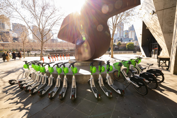 E-scooters in Melbourne last month.