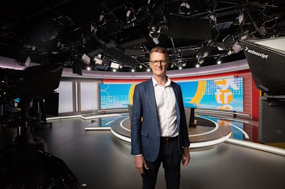 Money expert Joel Gibson on the set of Nine’s breakfast show, Today, where he is a regular guest. 