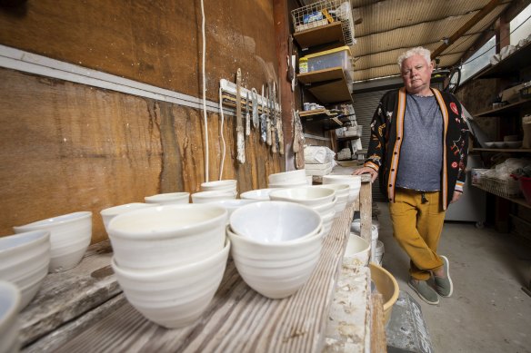 Ceramicist Mark Young is part of South Melbourne’s very active creative community. He makes his pottery in a tiny studio behind his single-fronted terrace.