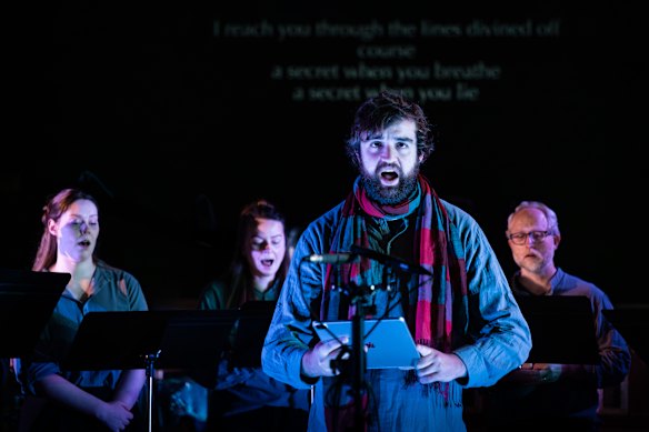 Front: Lachlan McDonald; and behind from left: Elspeth Bawden, Kristy Biber and Timothy Reynolds.