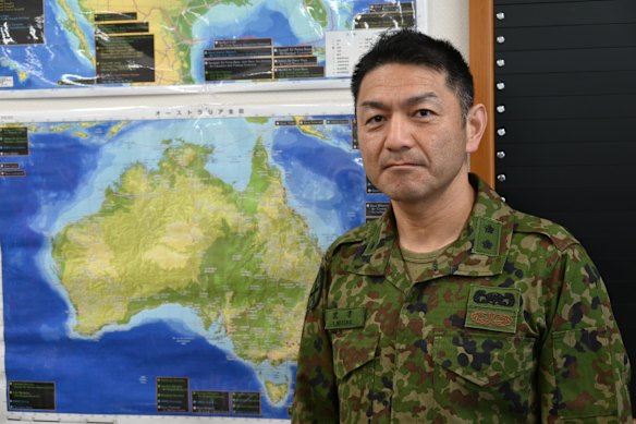 Major General Toshikatsu Musha, commander of Japan’s amphibious rapid deployment brigade at Camp Ainoura in Sasebo, Japan.