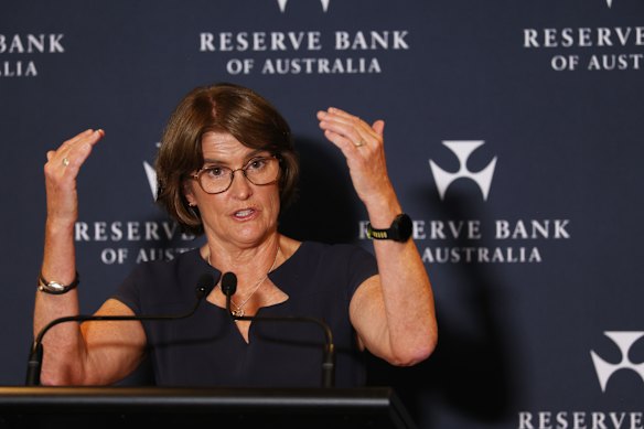 RBA governor Michele Bullock at her press conference on Tuesday.
