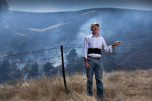 Donald Todd decided to remain at his Flowerdale farm despite the approaching fire.