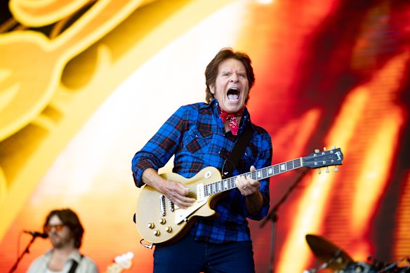 Creedence Clearwater Revival singer-songwriter-guitarist John Fogerty performing at Glastonbury this year.