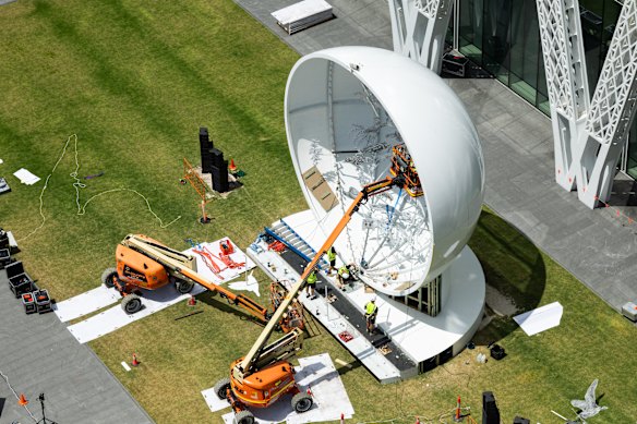 The sound stage on the terrace of the new Powerhouse Parramatta this week. 