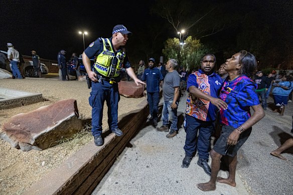 Hundreds of community members gathered outside Alice Springs hospital.