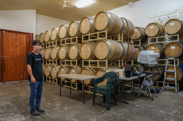 Toru Takamatsu at Domaine Takahiko winery in Hokkaido, where he is an apprentice winemaker.