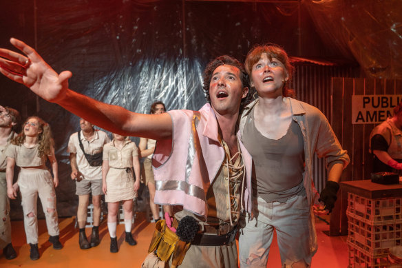 A scene from the free-flowing parody, Urinetown.