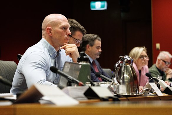 Senator David Pocock during a federal parliamentary AI inquiry at State Parliament House.