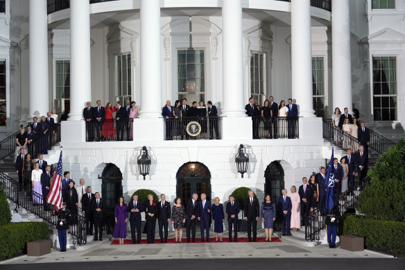 President Joe Biden and first lady Jill Biden welcome NATO allies and partners to the White House in Washington.