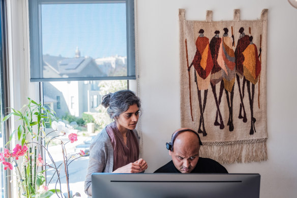 Rahul Desikan with his wife, Maya Vijayaraghavan. He researched genetics and the brain – using eye movement to type on his computer – until he passed away from ALS in 2019.